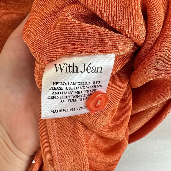 With Jean Button-Up Dress in Orange - Picture 7 of 8